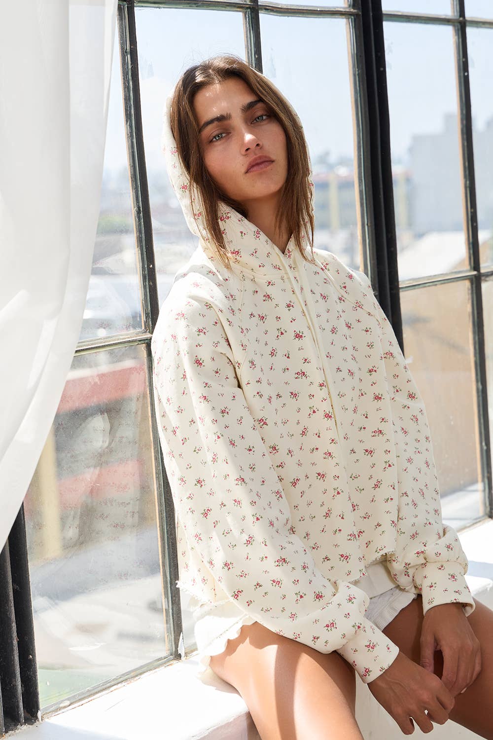 Cream Floral Hoodie