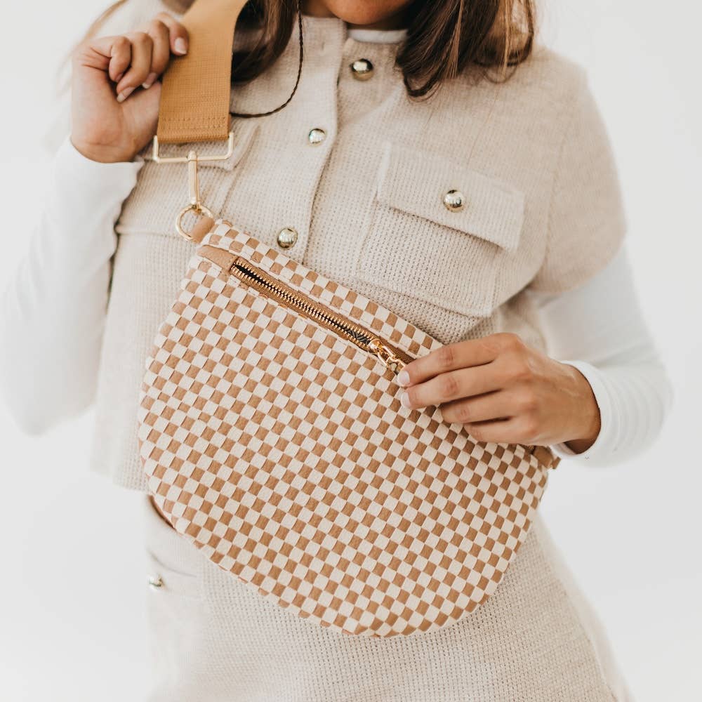 Westlyn Woven Bum Bag Checkered Tan