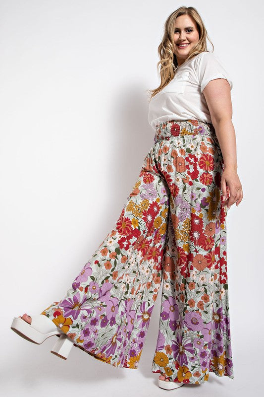 Curvy Floral Wide Leg Pants