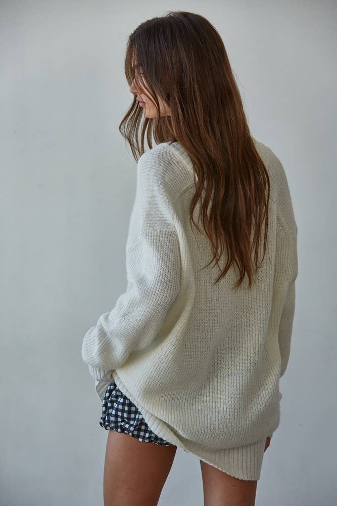 Ivory V-Neck Sweater