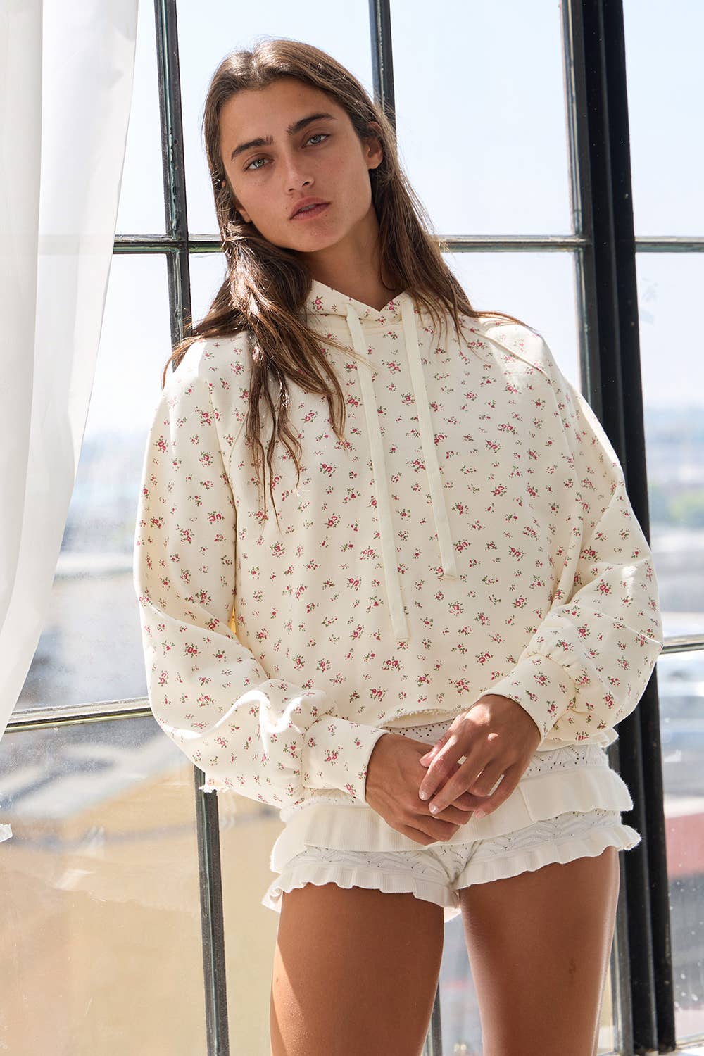 Cream Floral Hoodie