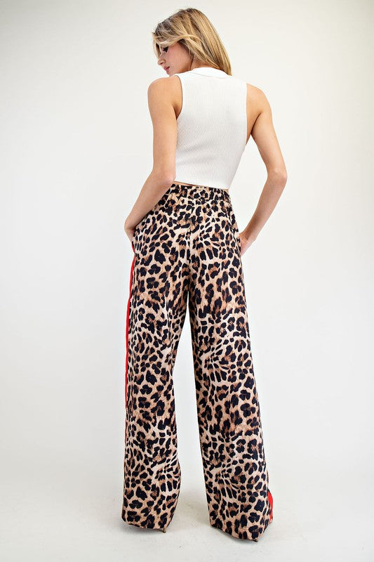 Red Striped Leopard Pants