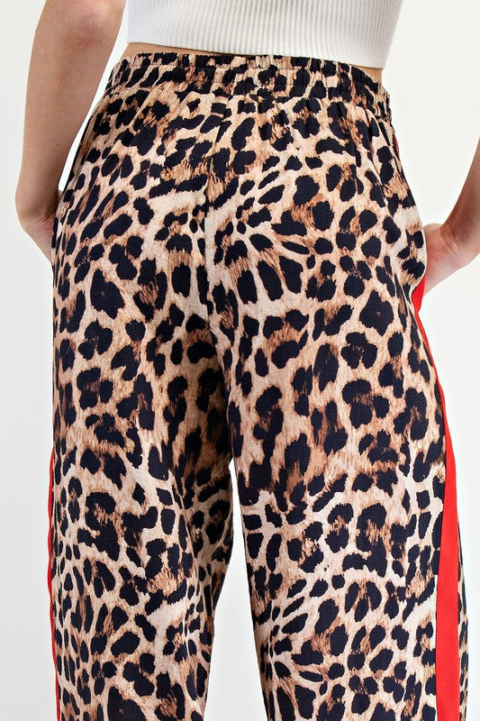 Red Striped Leopard Pants