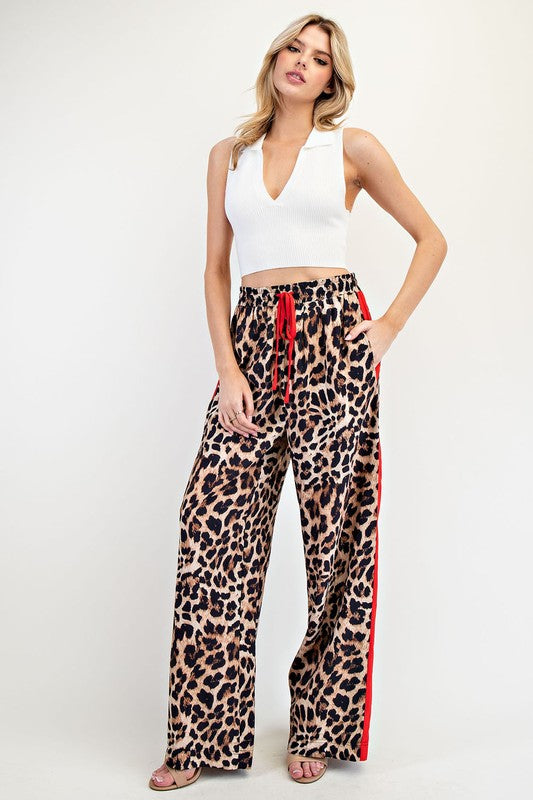 Red Striped Leopard Pants