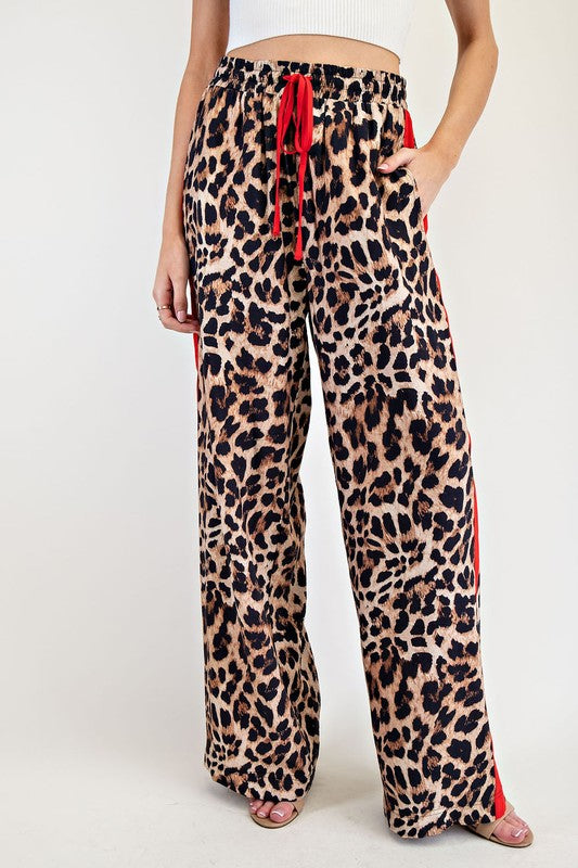 Red Striped Leopard Pants