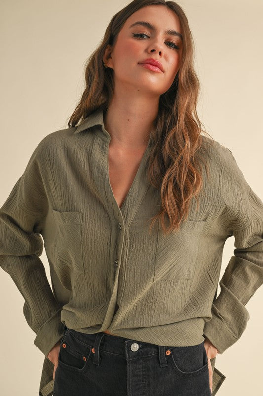 Olive Button Down Shirt