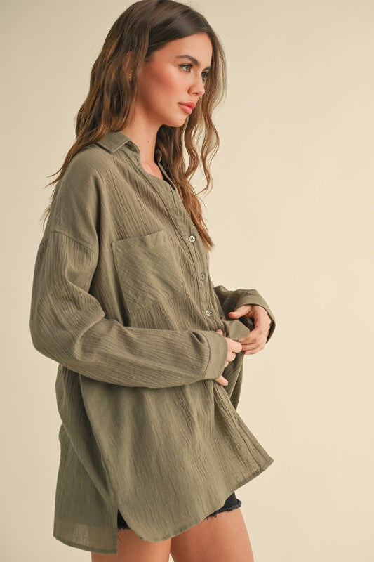 Olive Button Down Shirt