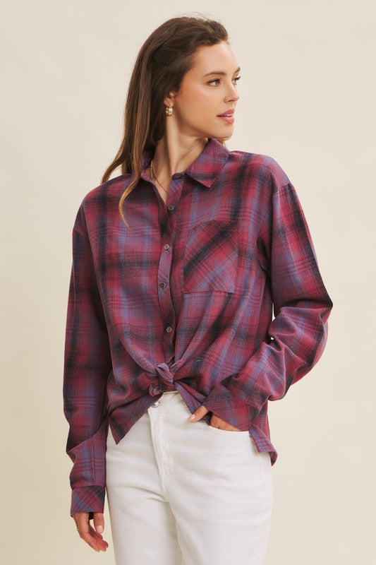 Burgundy Plaid Shirt