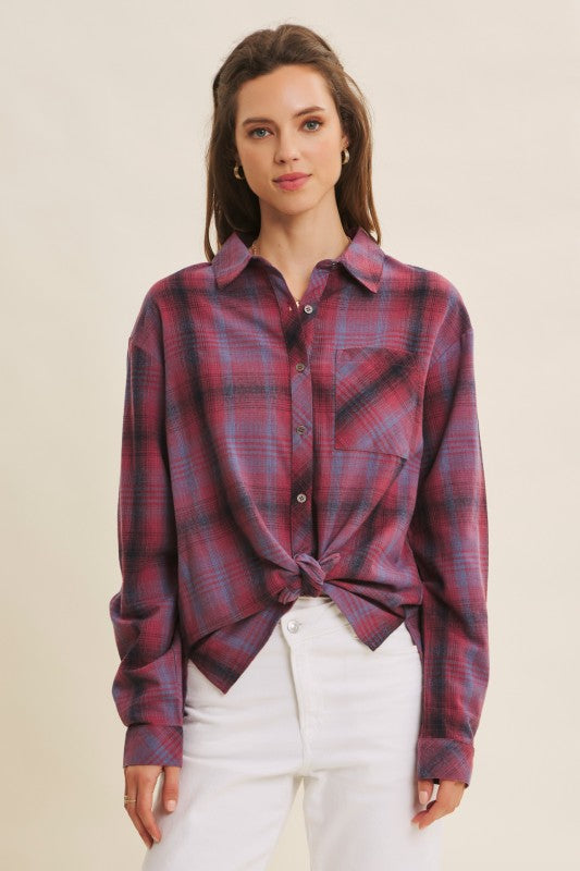 Burgundy Plaid Shirt