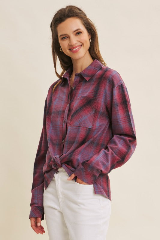 Burgundy Plaid Shirt