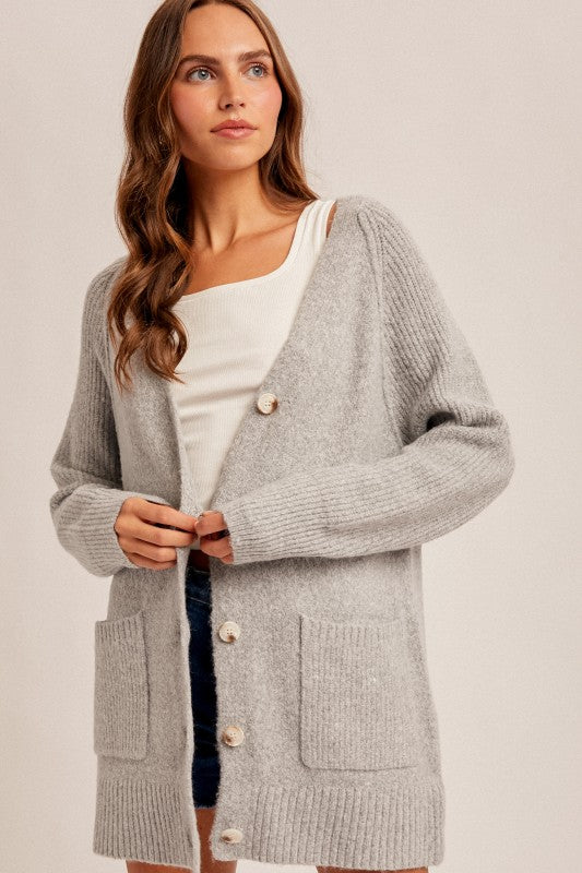 Gray Button Cardigan