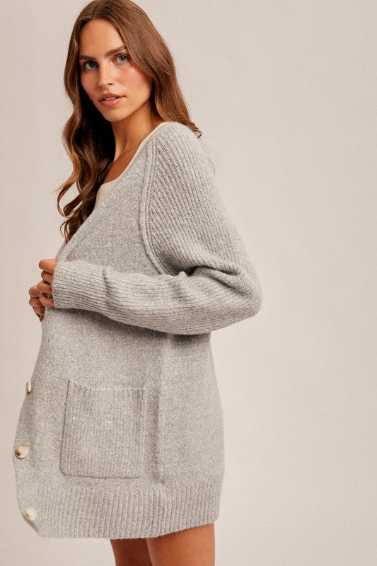 Gray Button Cardigan
