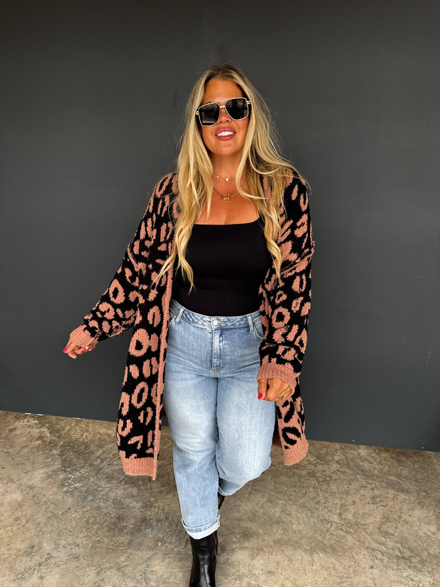 Curvy Leopard Cardigan