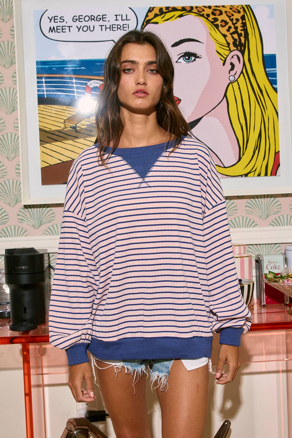 Pink Denim Striped