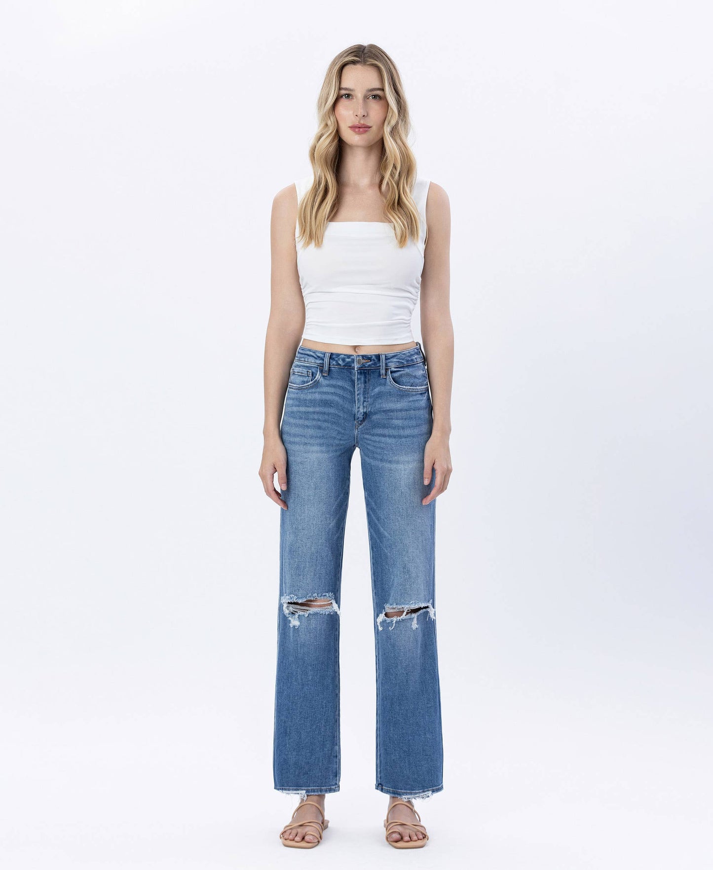 HIGH RISE SLIM WIDE JEANS