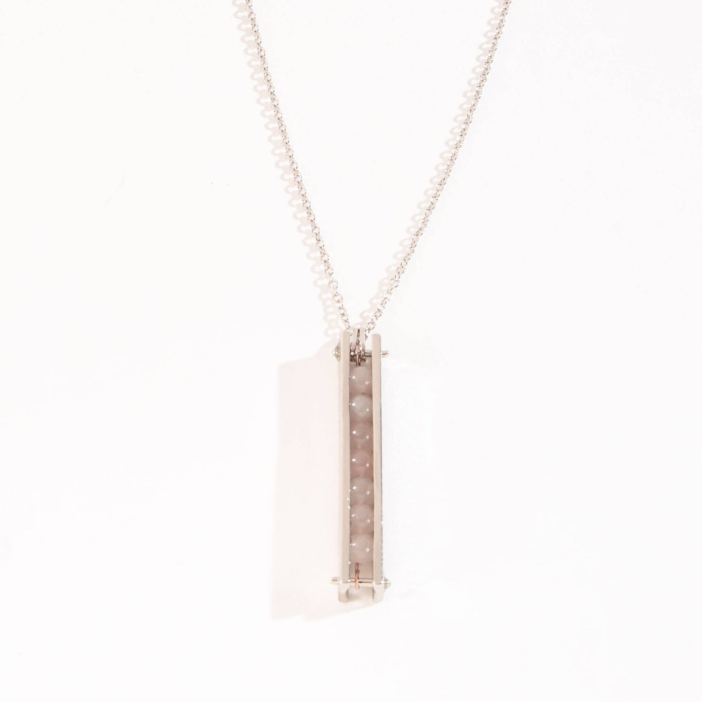 Parker Genuine Stone Bar 32" Pendant Necklace: Rose
