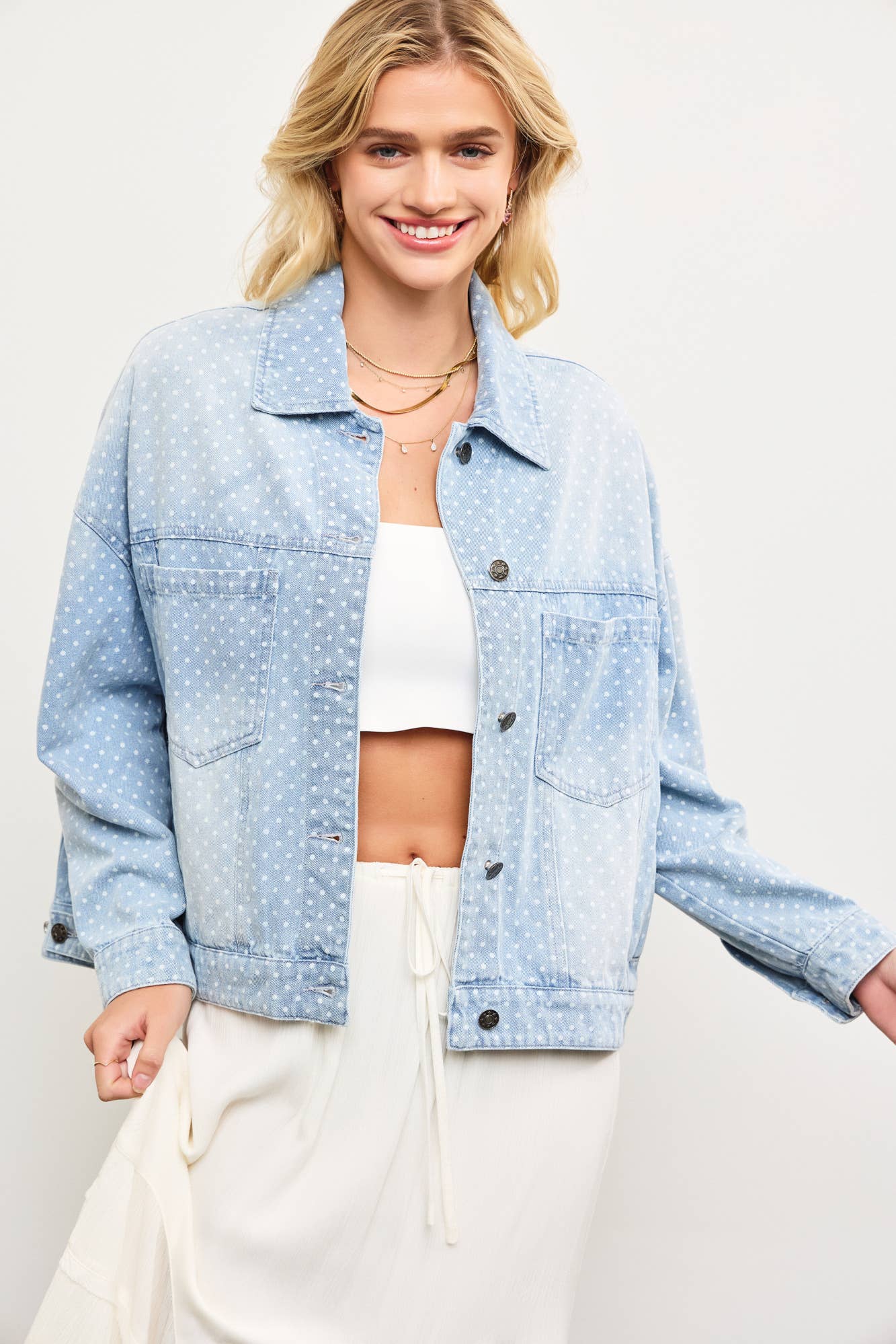 Polka Dot Denim Jacket