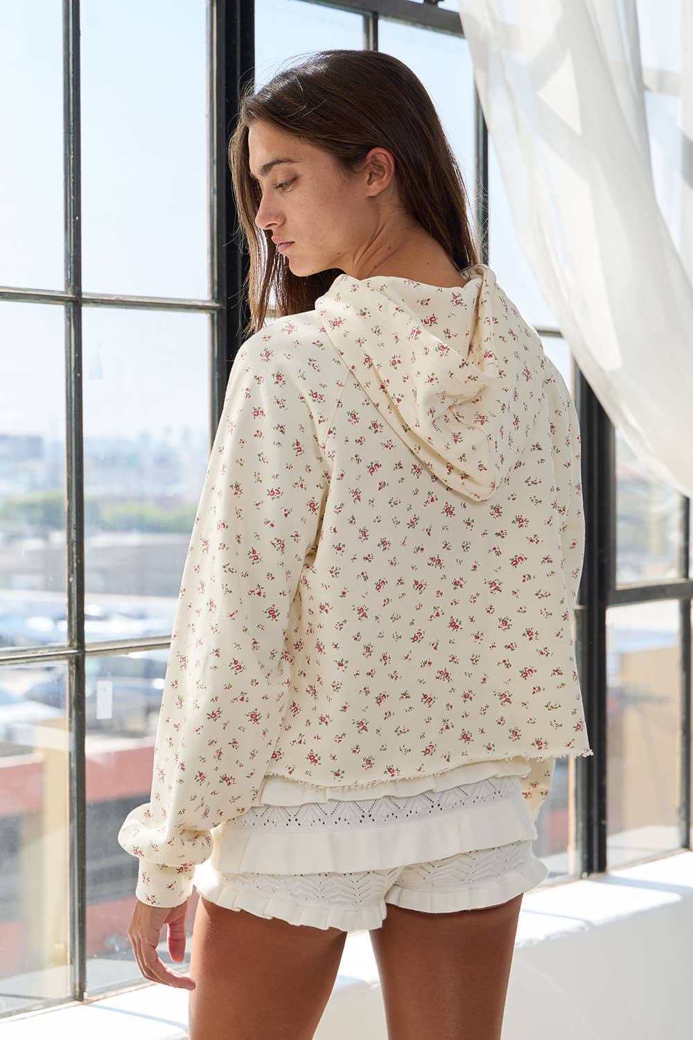 Cream Floral Hoodie