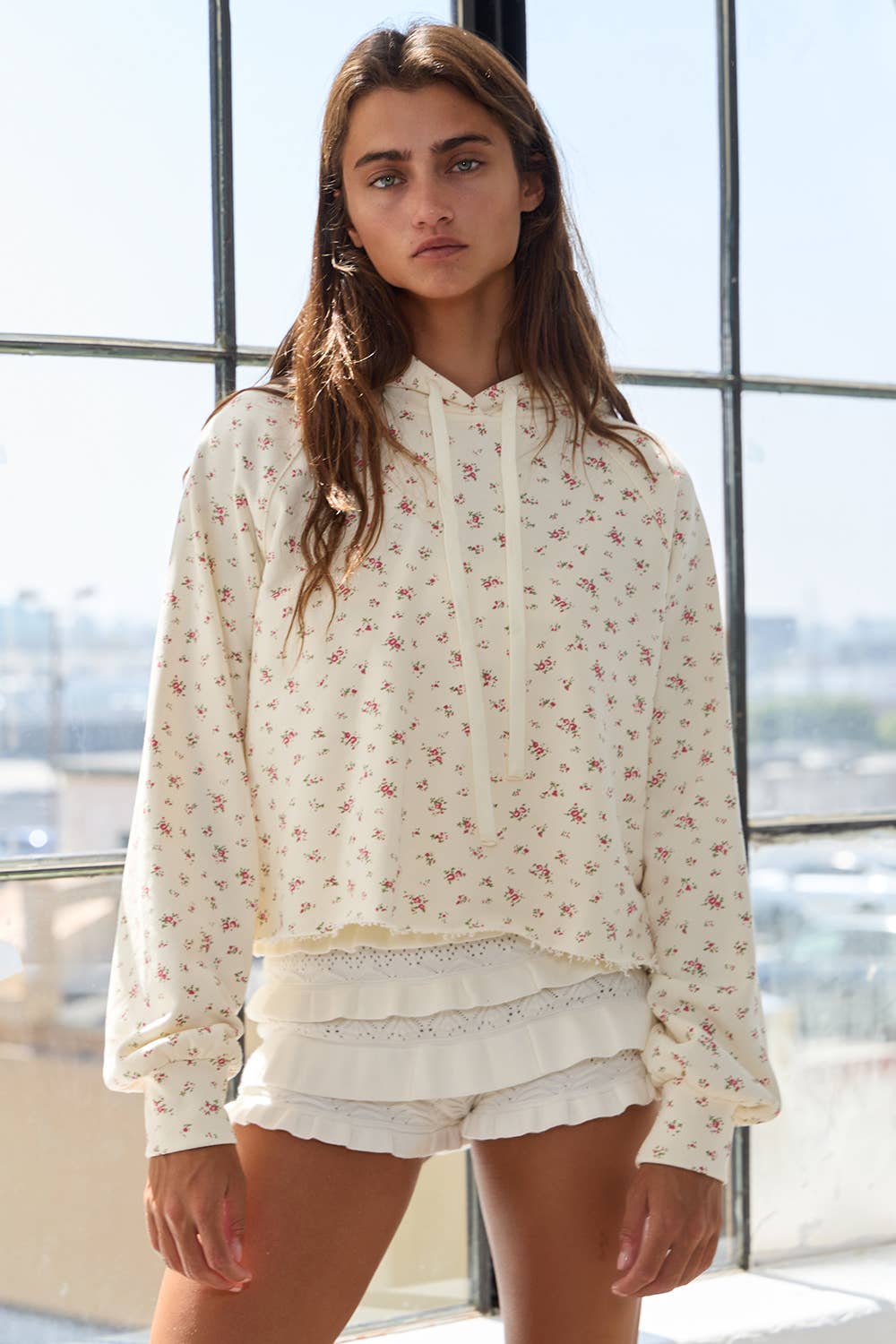 Cream Floral Hoodie