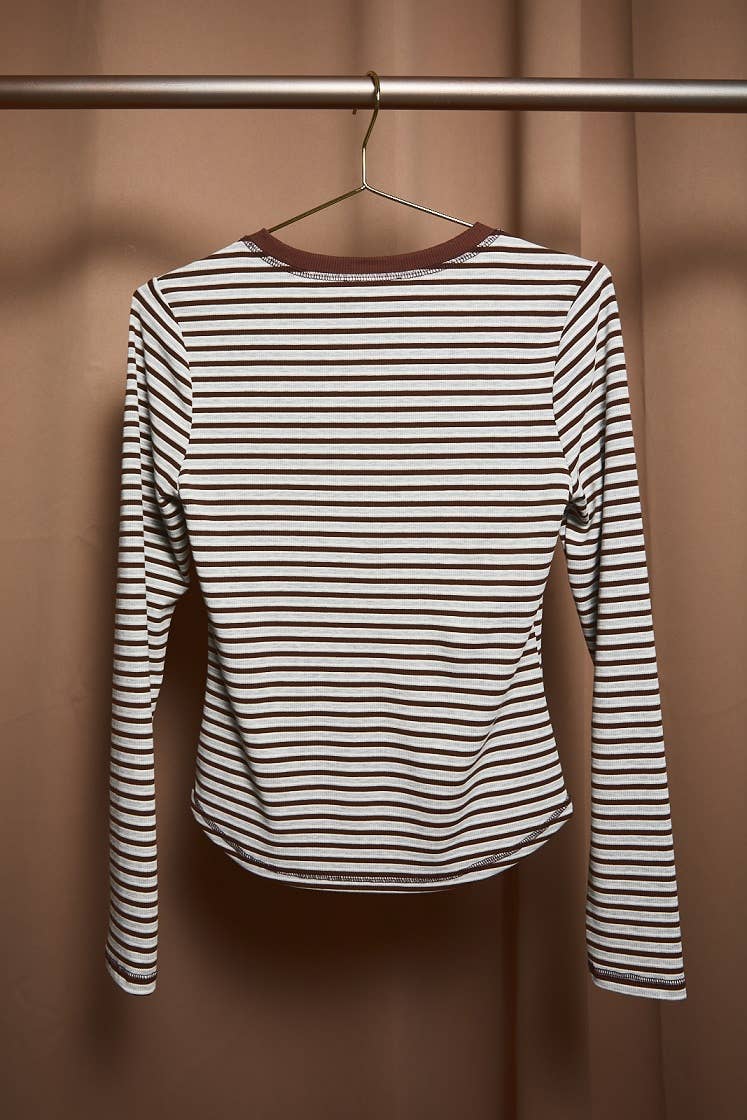 Striped Contrast Trim Henley