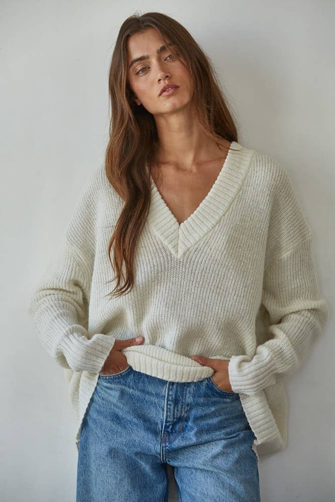 Ivory V-Neck Sweater