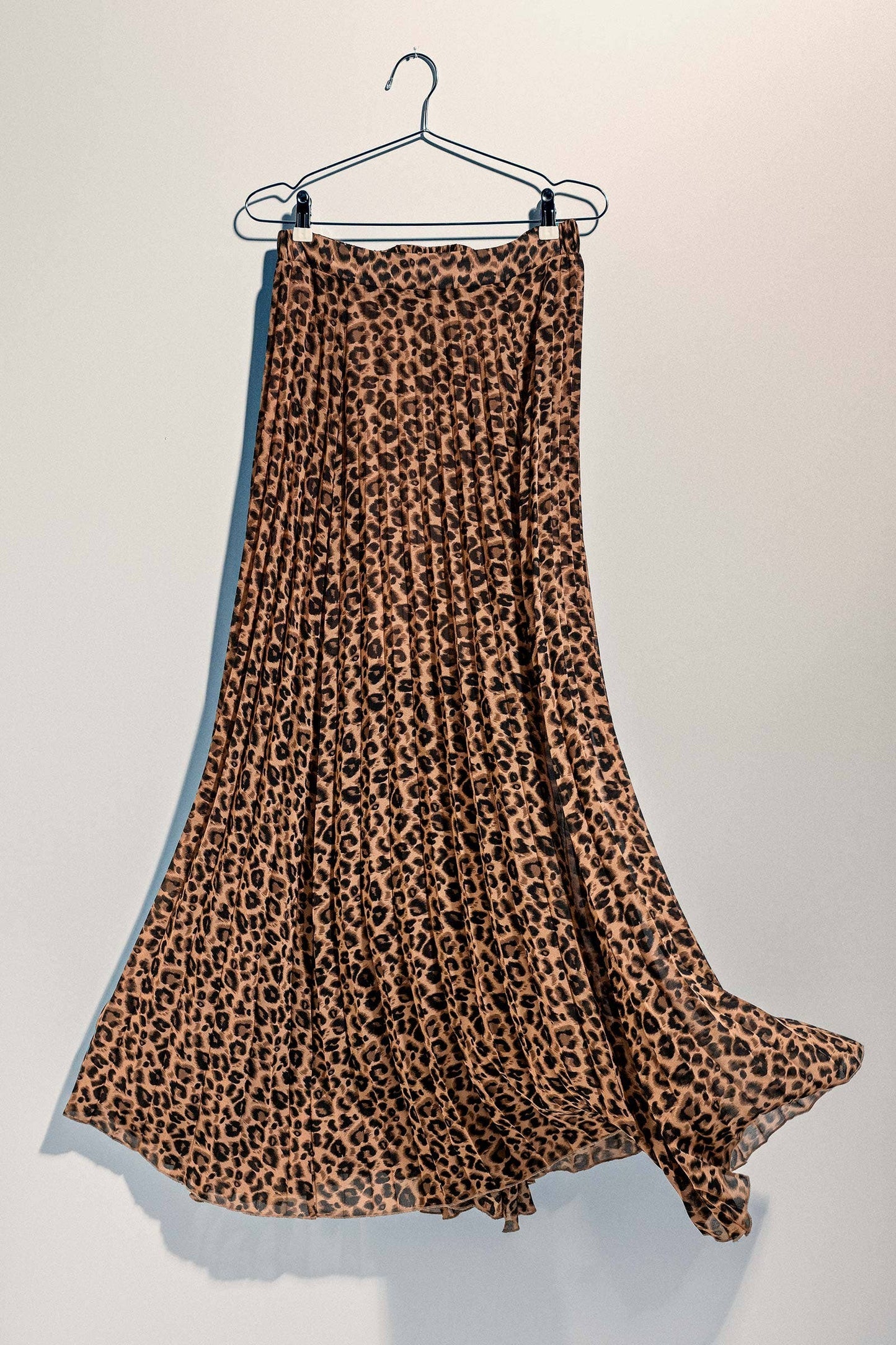 Leopard Print Pleated Skirt