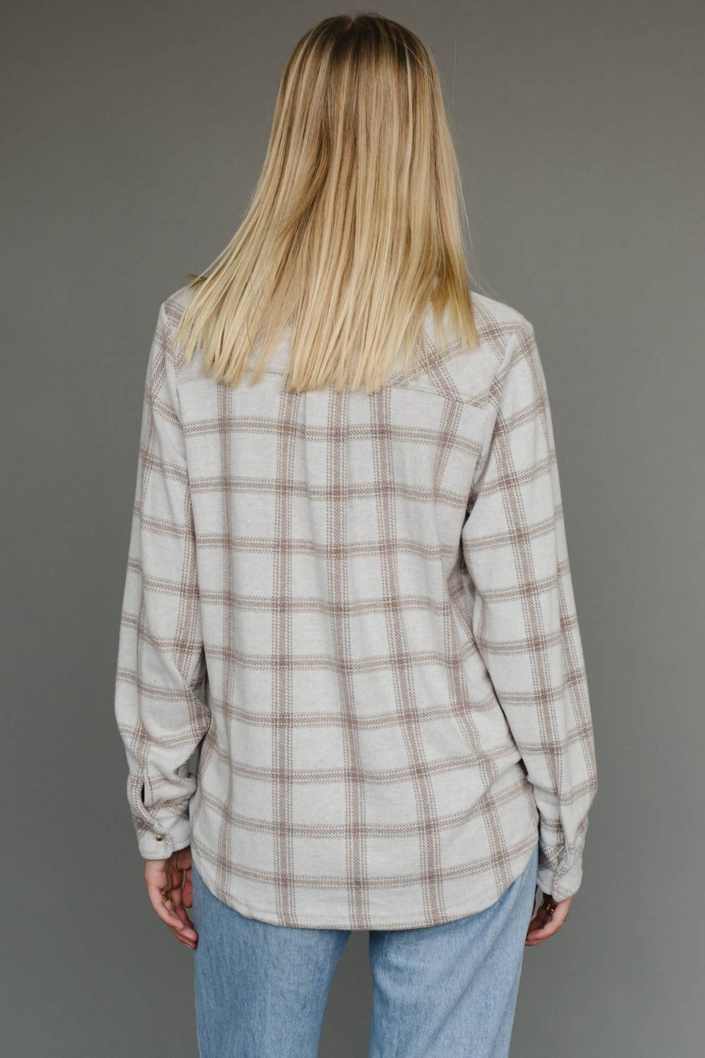 Lt. Tan & Brown Plaid Button Up