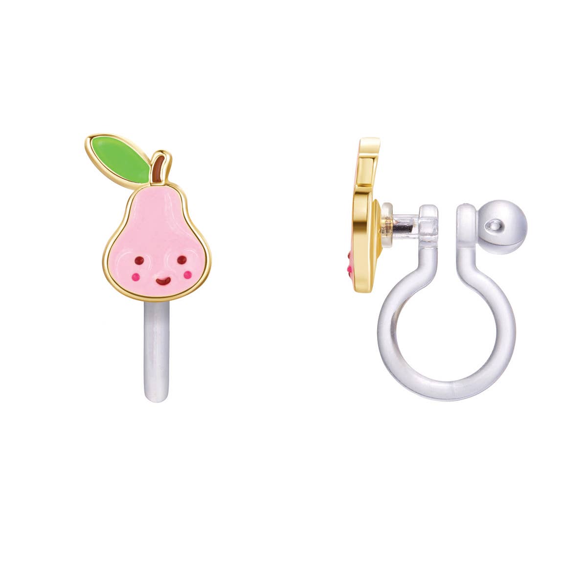 Lil J's Clip On Earrings Pink Pear