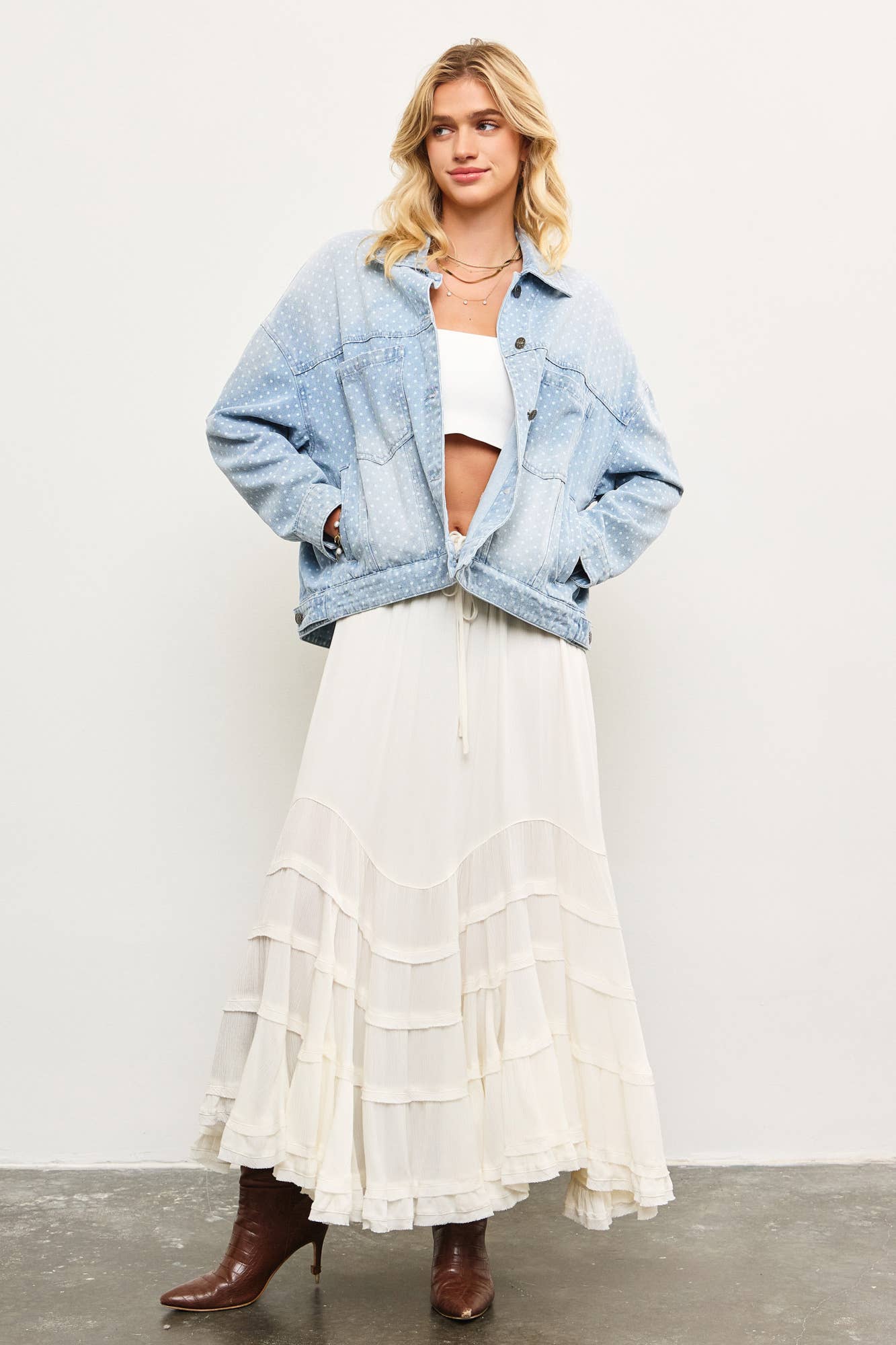Polka Dot Denim Jacket