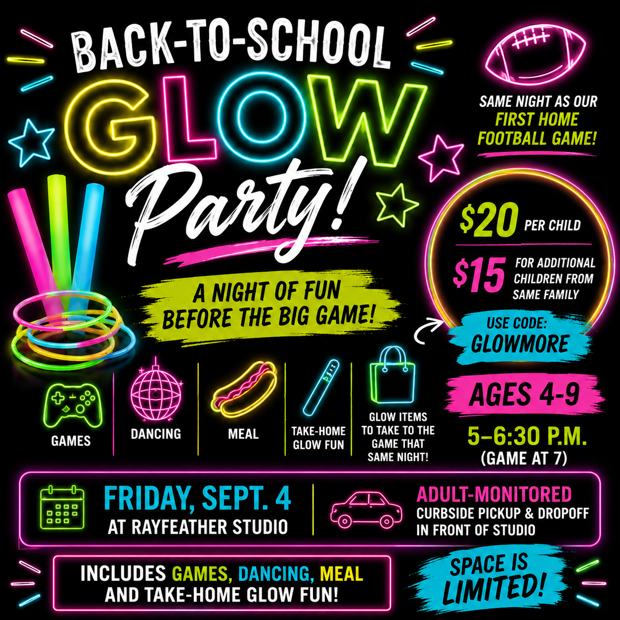 Bulldog Glow Party at Rayfeather!