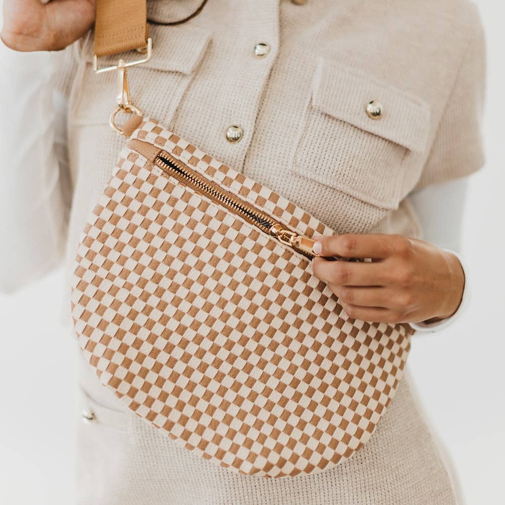 Westlyn Woven Bum Bag Checkered Tan