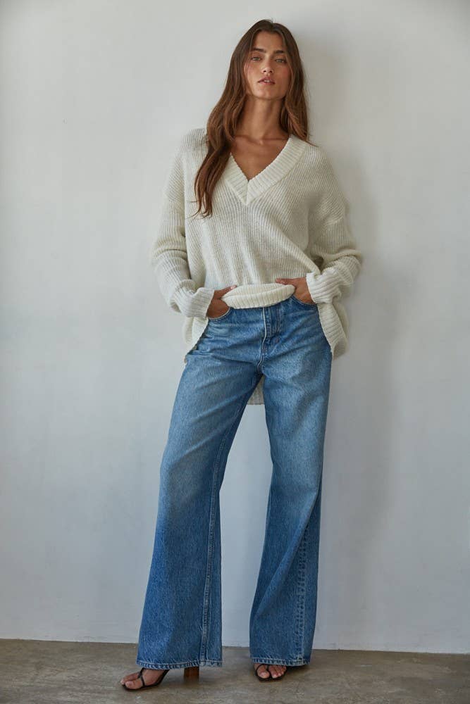 Ivory V-Neck Sweater
