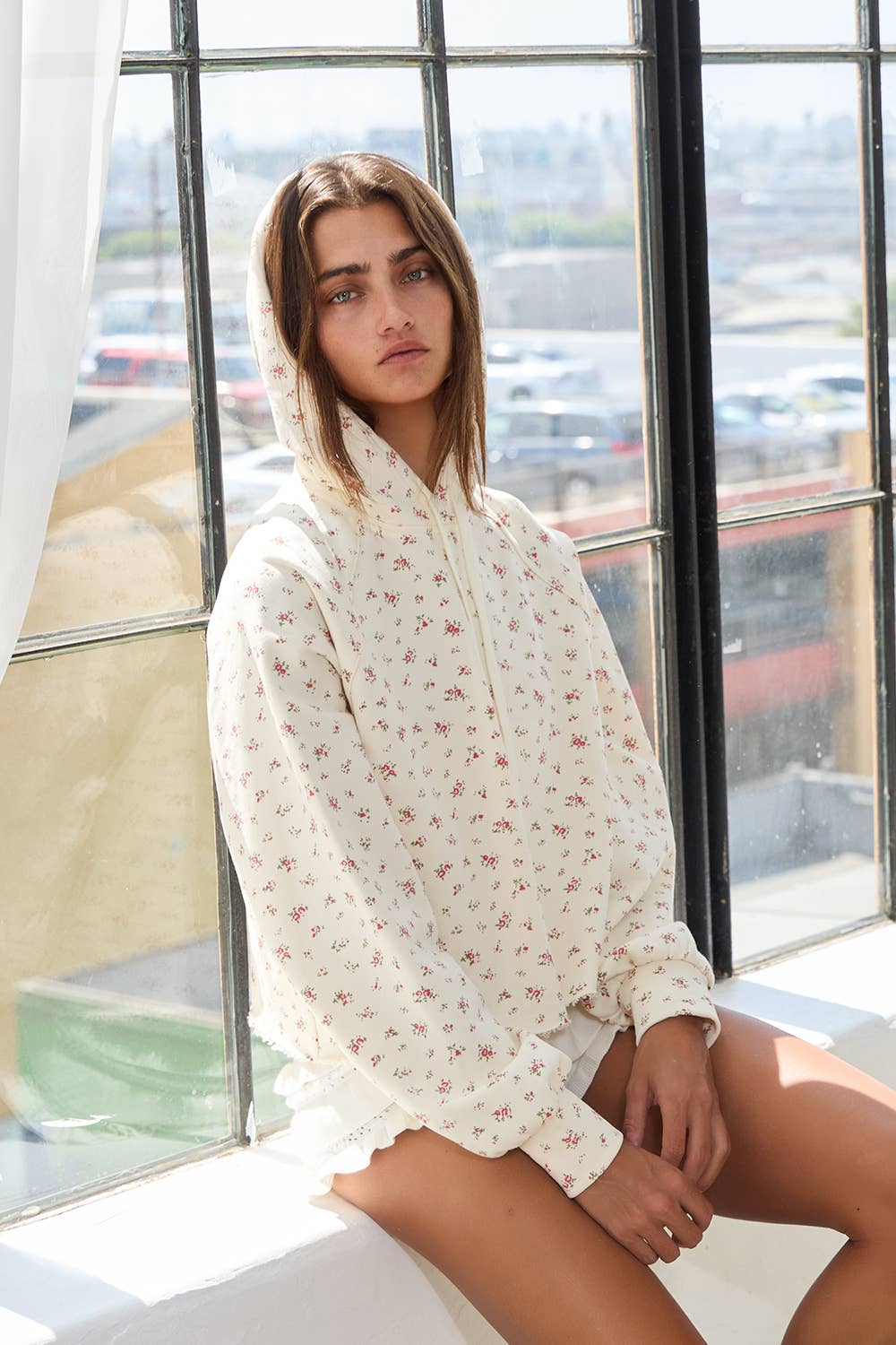 Cream Floral Hoodie