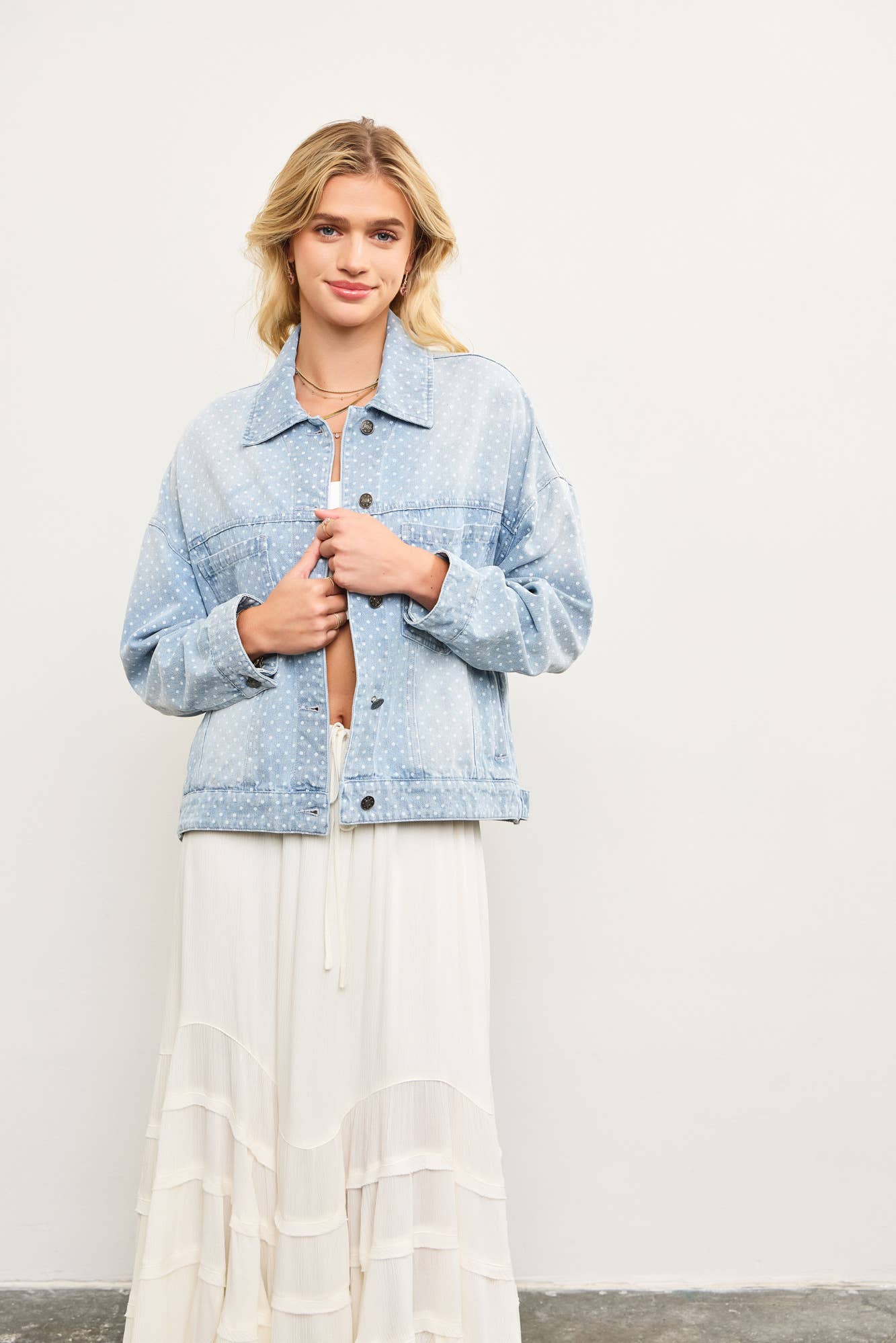 Polka Dot Denim Jacket