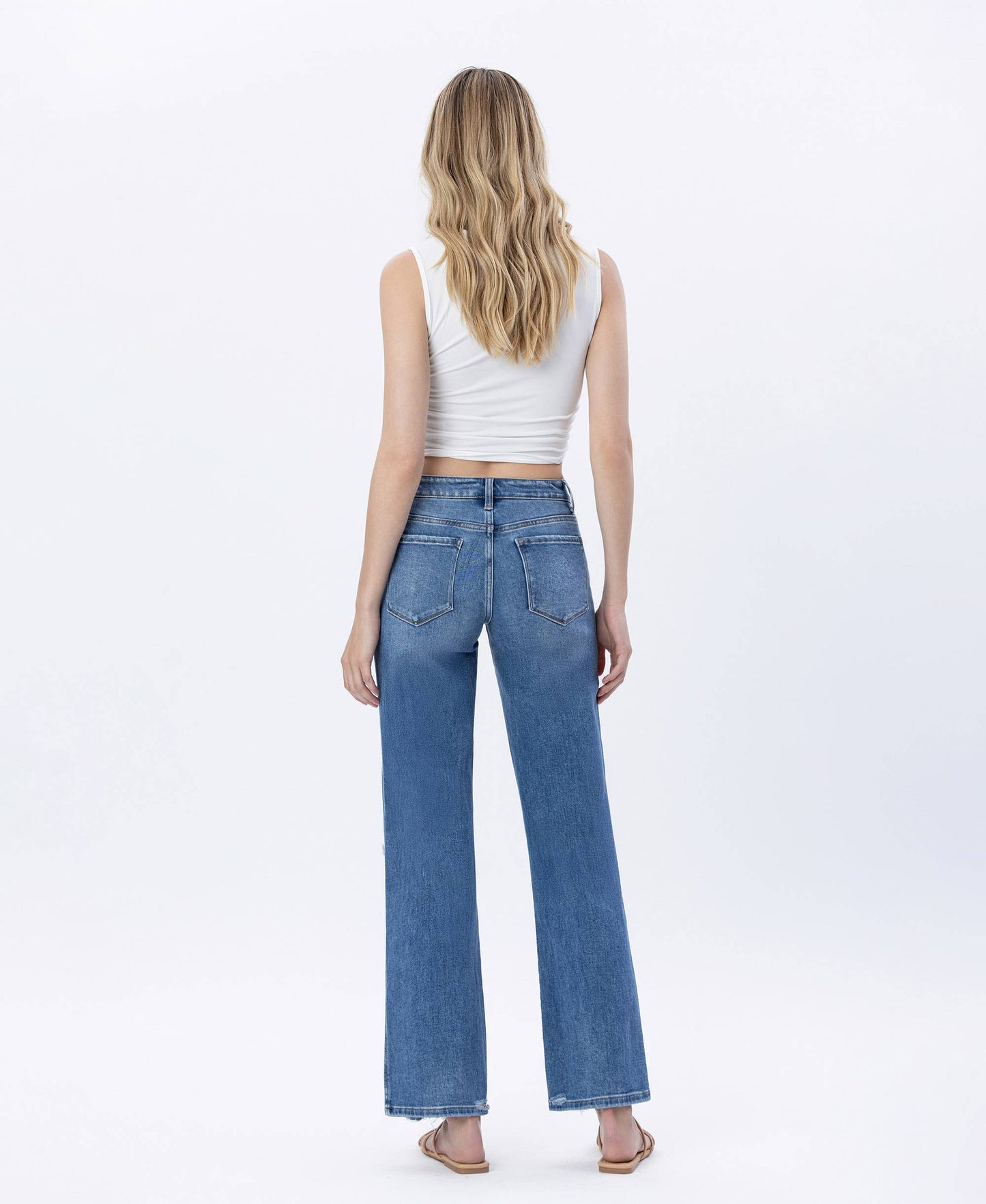 HIGH RISE SLIM WIDE JEANS