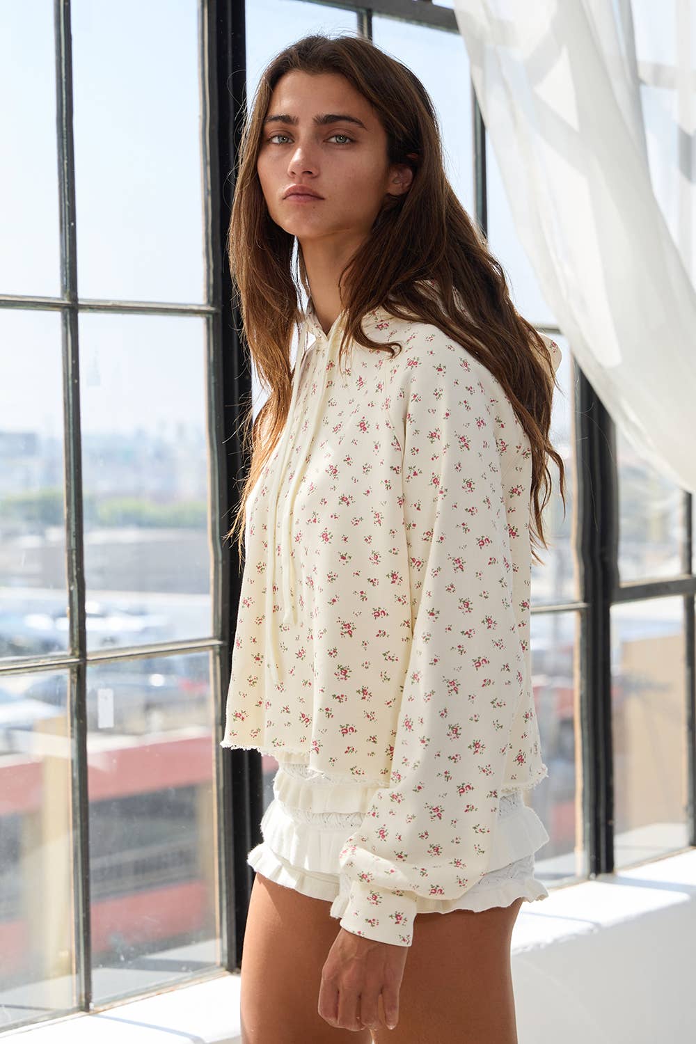 Cream Floral Hoodie