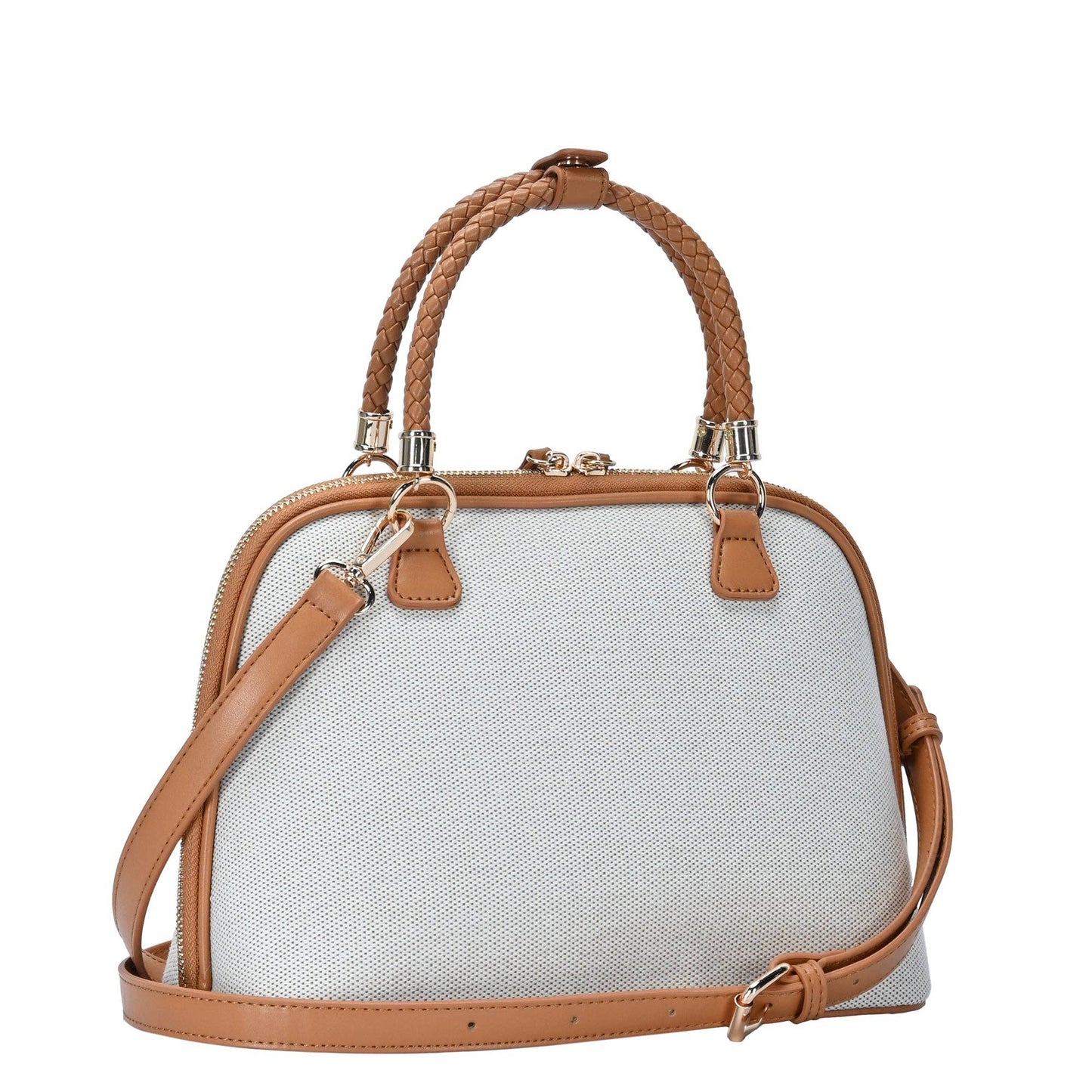 Camila Canvas Satchel: Camel