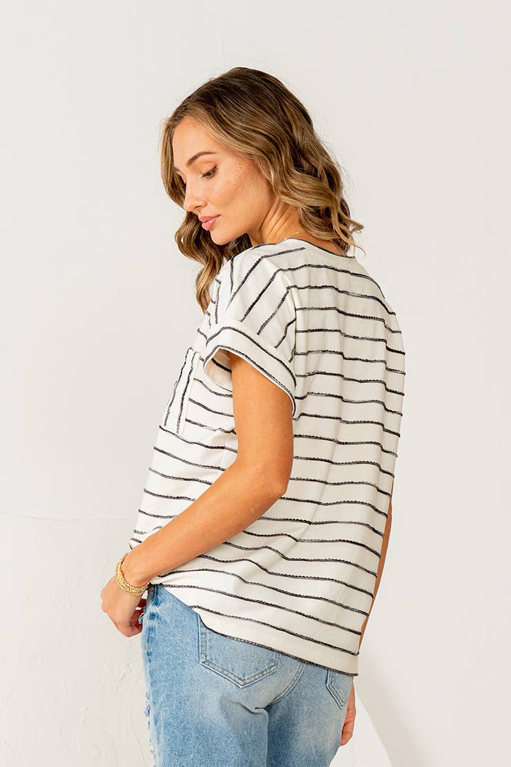 Curvy Black and Ivory Stripe