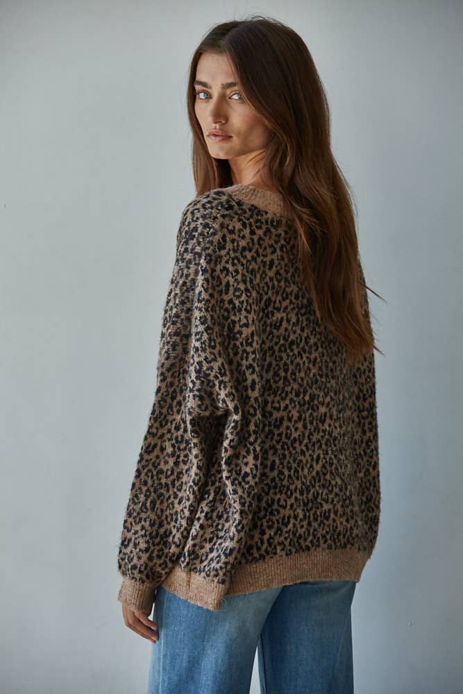 Mocha Black Leopard Print Sweater
