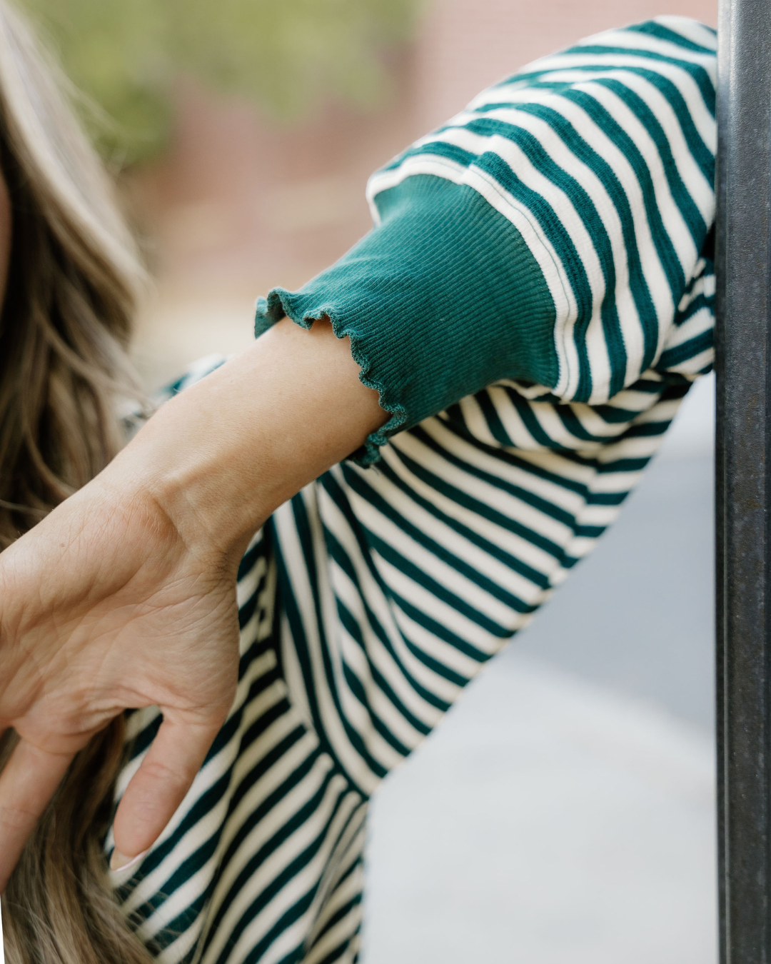 Stevie Green Striped Top