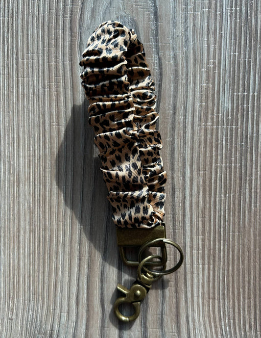 Silky Scrunchie Wristlet Keychain: Animal Print