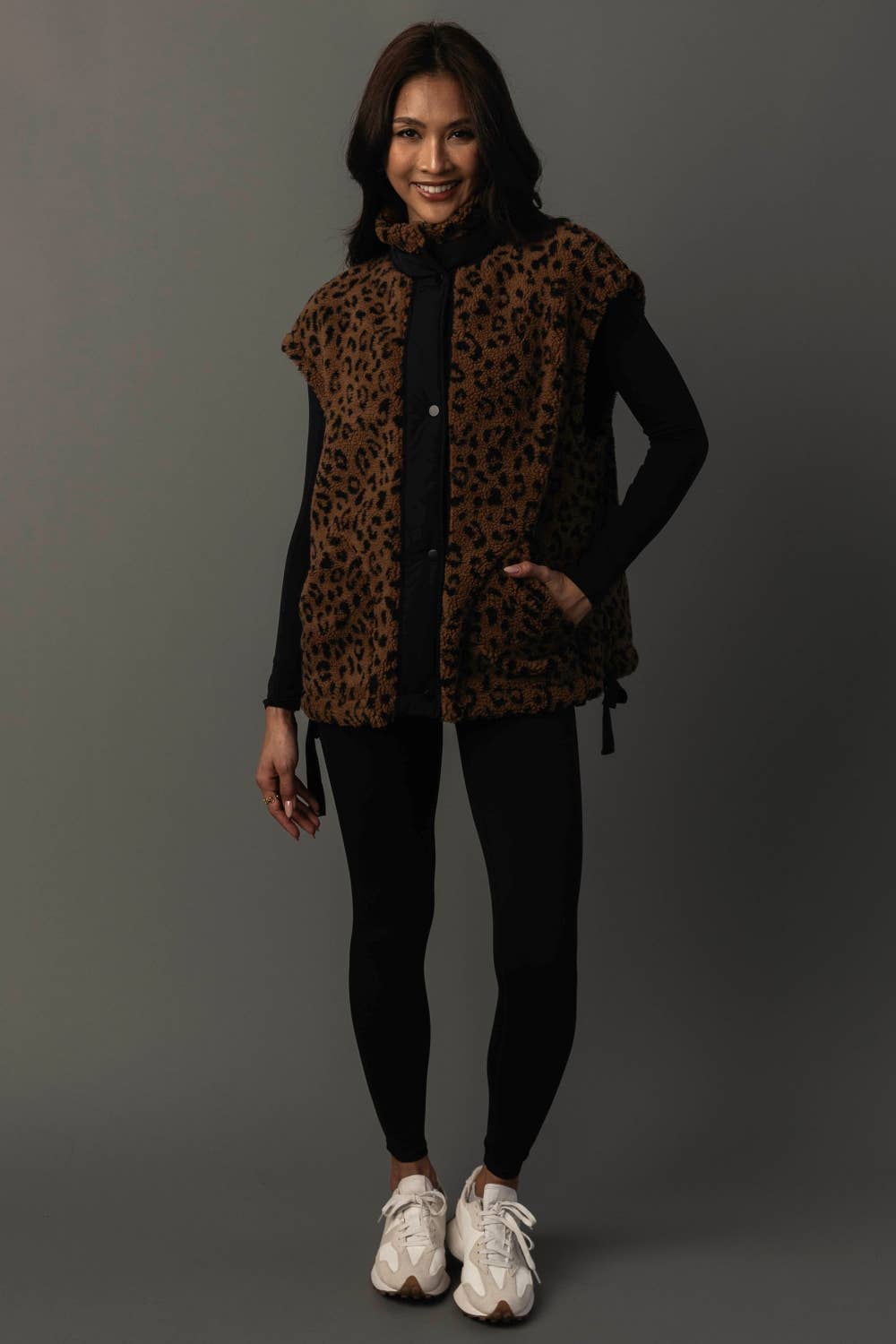 Brown & Black Leopard Fleece Vest