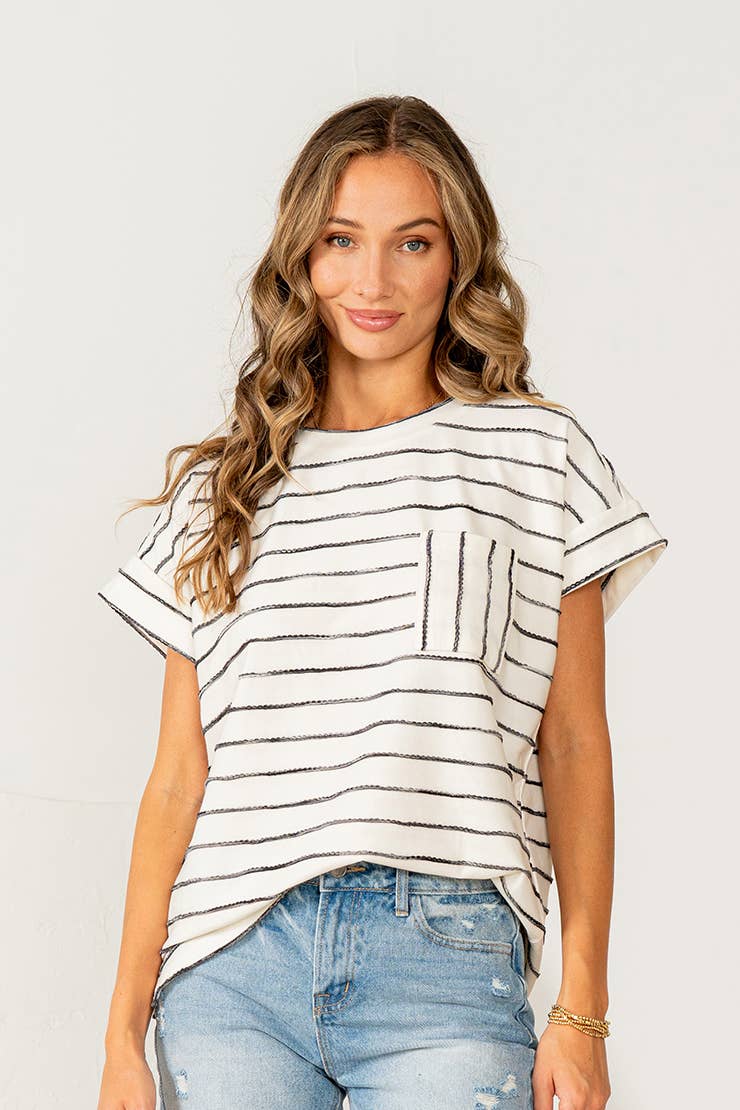Curvy Black and Ivory Stripe