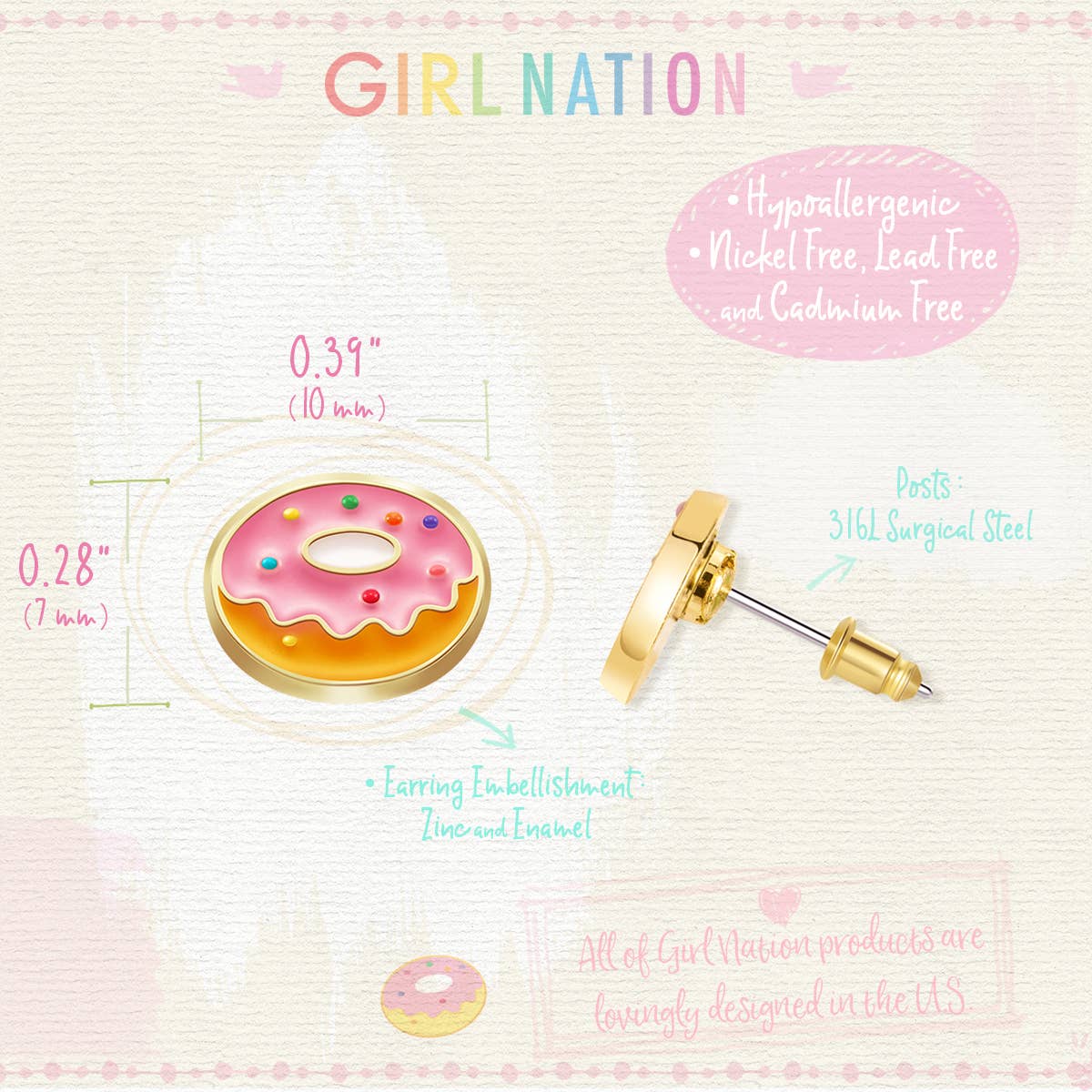 Lil J's Very Berry Donut Earrings