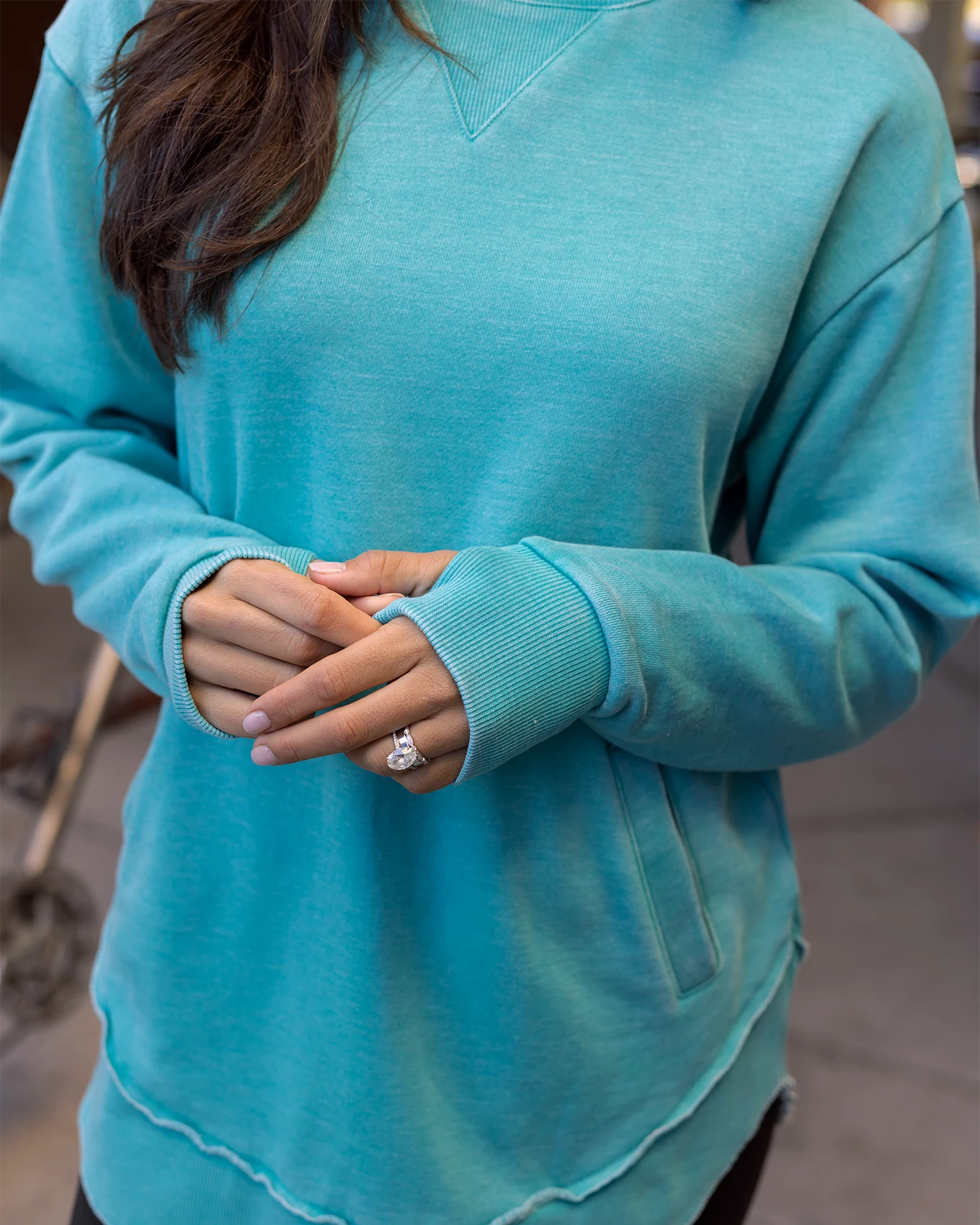 Aqua Vintage Washed Tunic Sweatshirt