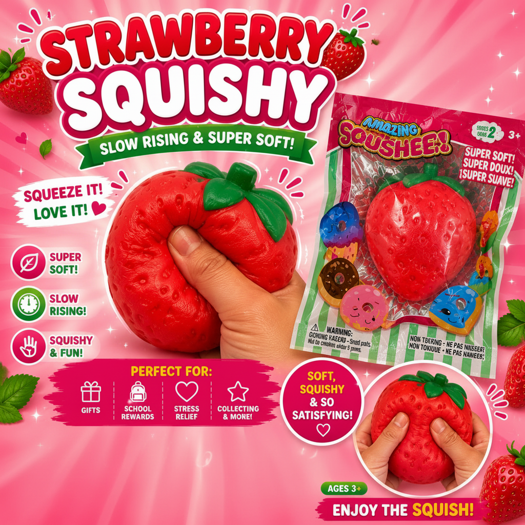 Jumbo Strawberry Squeeze Squishy – Super Soft