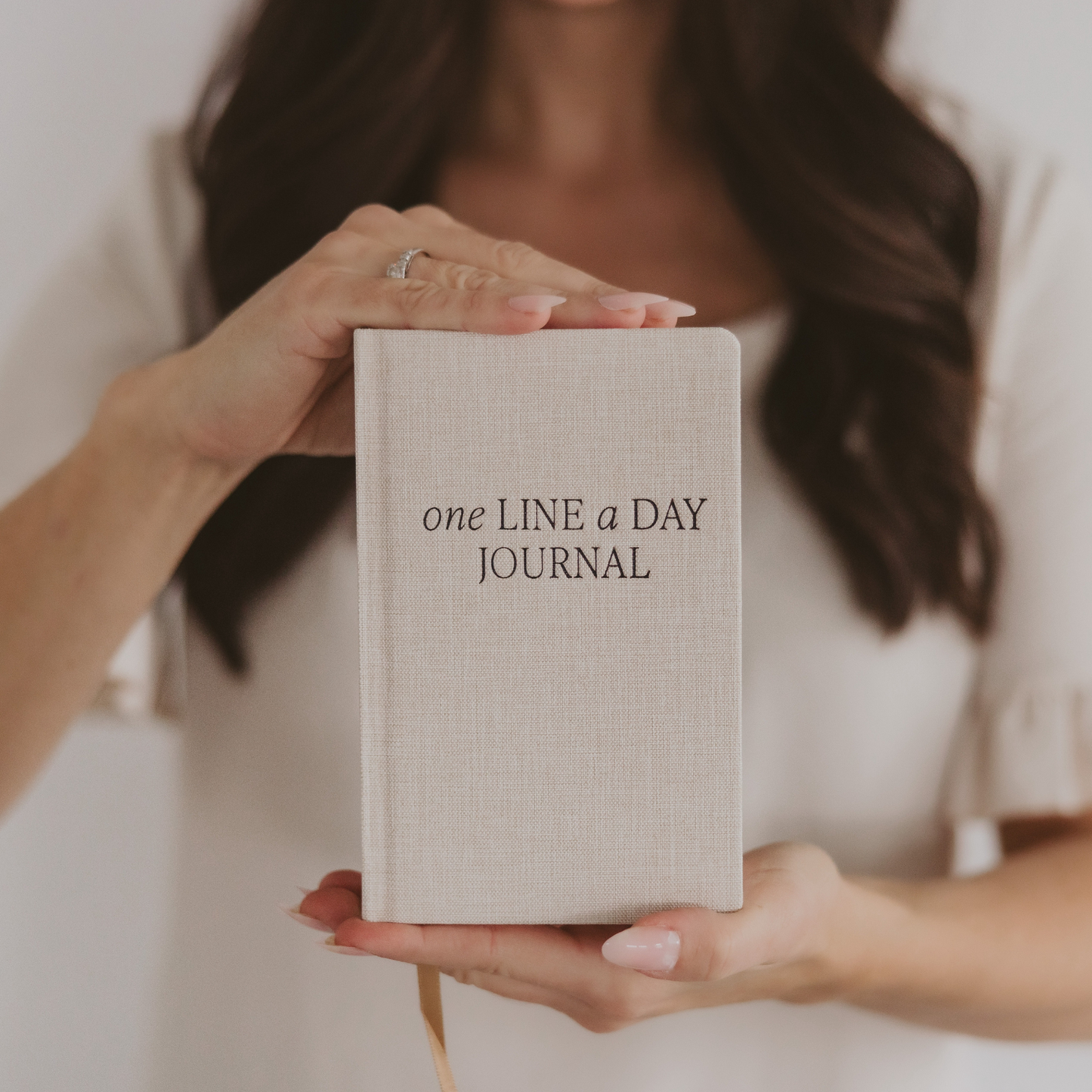 Tan One Line A Day Fabric Journal - Stationery Gifts