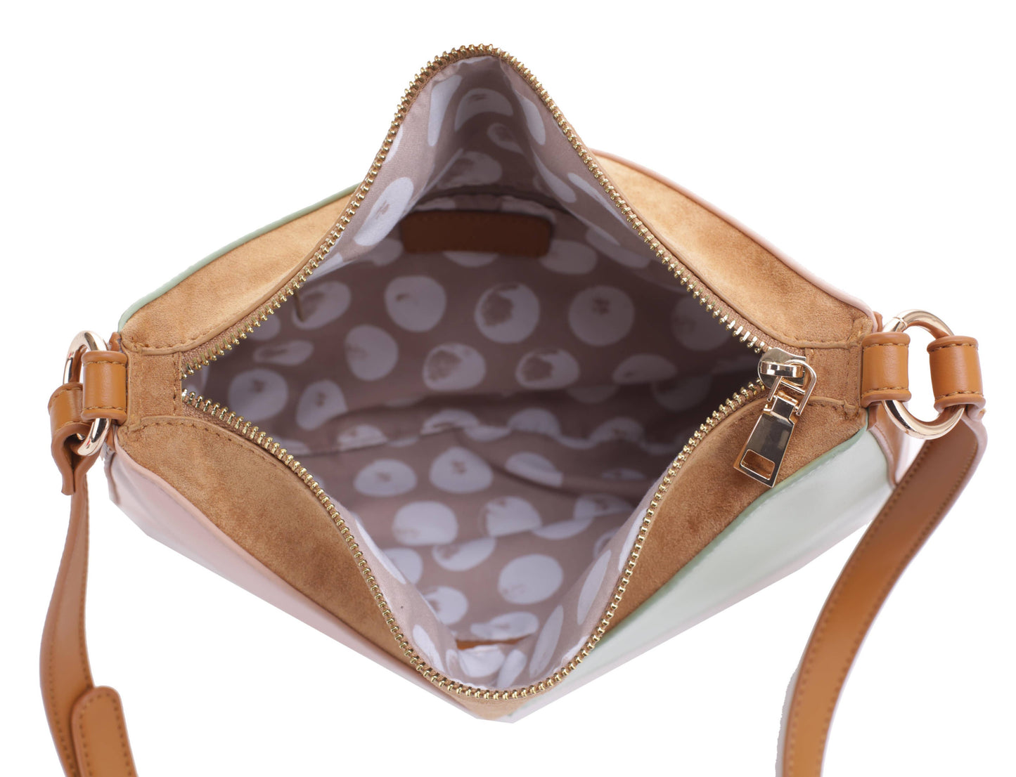 Geometric Color Block Triangle Fold Crossbody Bag: Brown