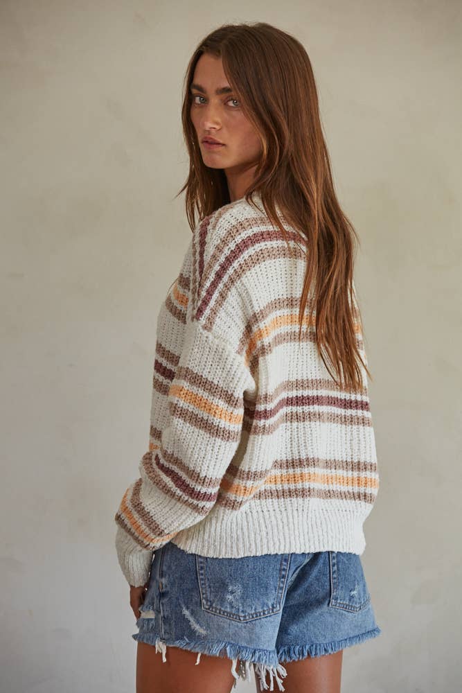 Multi Color Knit Striped Sweater