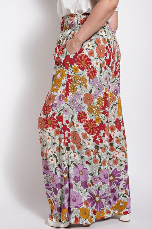 Curvy Floral Wide Leg Pants